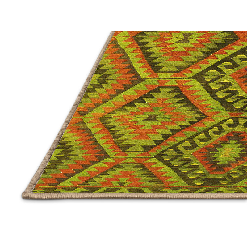 Tapis contemporain 844 jaune lavable à la machine, Rectangle 4 pi x 6 pi