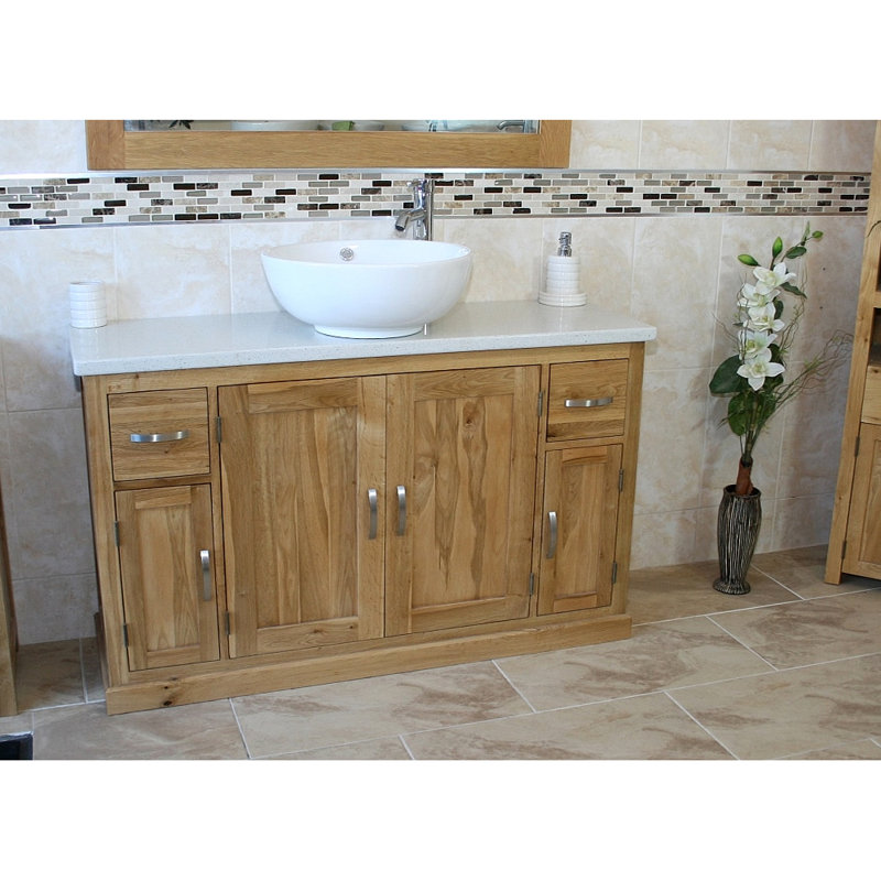 Amani 1231mm Single Bathroom Vanity with Vessel Ceramic Basin, White