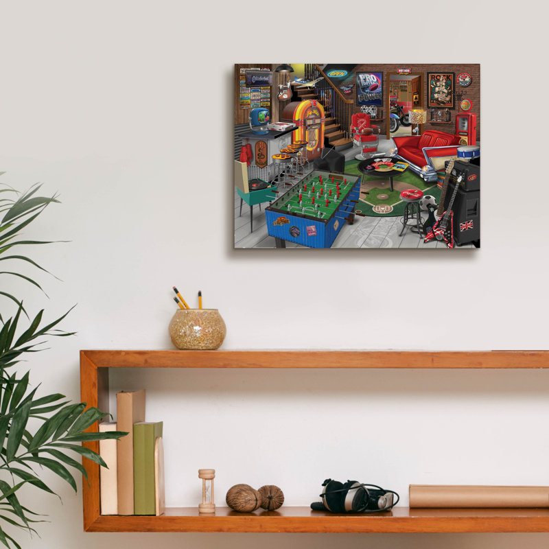 «Retro Man Cave» par Bigelow, illustrations sur toile, H 12 po x l 16 po x P 0,75 po