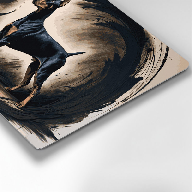 «Dogs Doberman Pinscher», art mural en métal noir, H 11 po x l 14 po