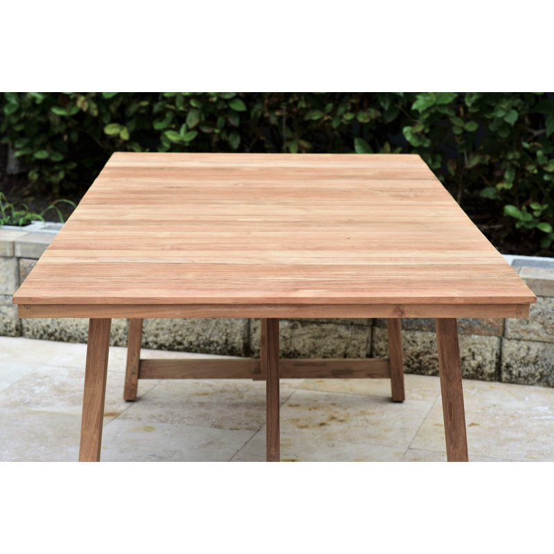 Anautica 6 - Person Teak Patio Dining Set with Rectangular Table, White
