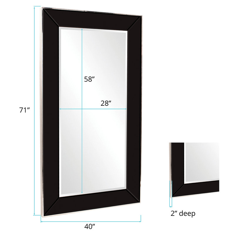 Miroir d'appoint sans cadre moderne et contemporain Abdull, Noir
