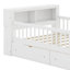 Structure de lit simple en bois avec deux tiroirs de rangement sous le lit et une barrière de sécurité à trois côtés-82006382