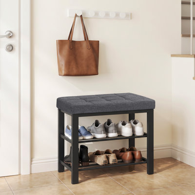 6 Pair Metal Shoe Storage Bench