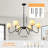 38.2" Black Farmhouse Chandelier with Fabric Shade, 6-Arm Vintage Modern Dining Room Light Fixture, Kitchen Island Pendant Hanging Foyer Light Fixture for Entryway Hallway Living Room Over Table