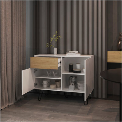 Buffet Platea, salon, blanc / macadamia