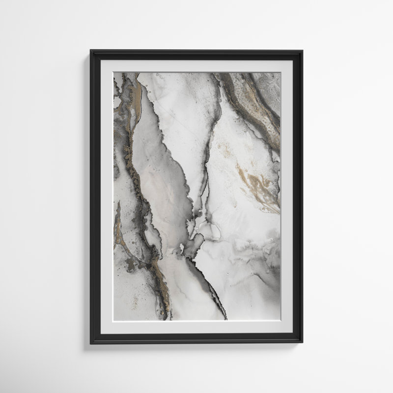 «Abstract Ink Fantasy I» - reproduction de cadre photo, H 42,5 po x l 30,5 po, Toile encadrée noire, Pas de tapis