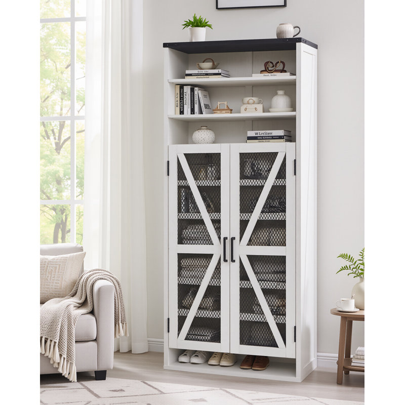 Armoire de rangement pour chaussures Farmhouse, Blanc