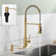 Single Handle Pull Down Kitchen Faucet with Soap Dispenser in Brushed Nickel