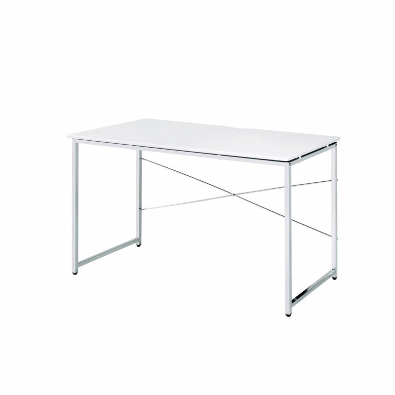Bureau d'écriture en métal, bureau rectangulaire pour bureau à domicile, Blanc