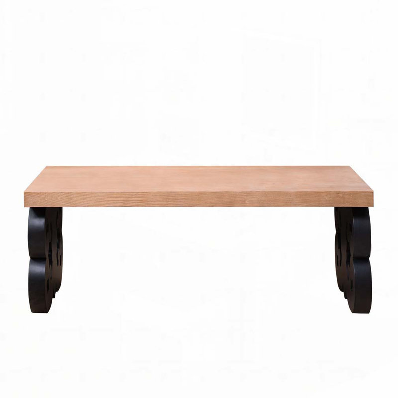 47" Rectangular Farmhouse Table with Carved Base, Black