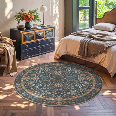 Floral Machine Washable Area Rug
