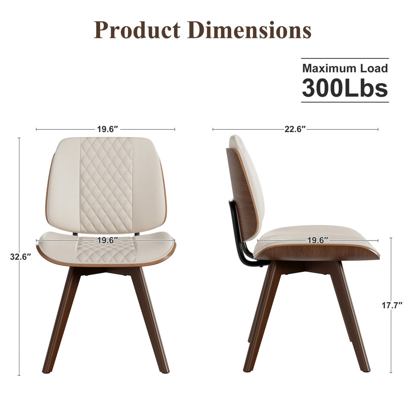 Faux Leather Upholstered  Side Chair, Beige