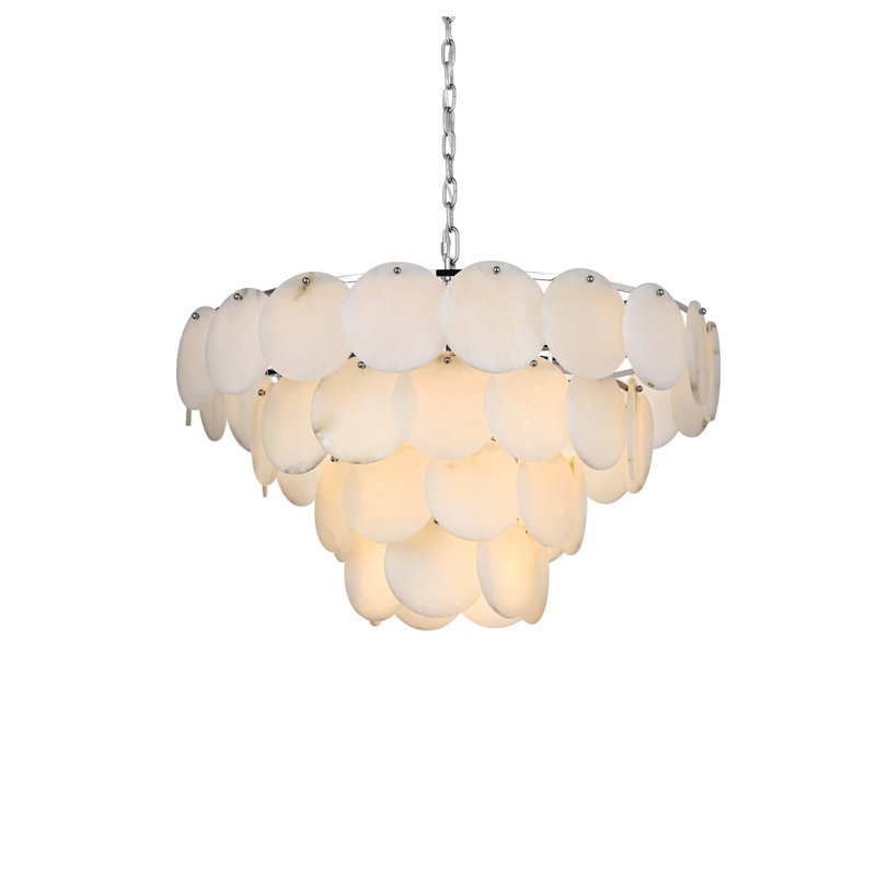 Lustre en albâtre 32 pouces Ikeny, Chrome chrome