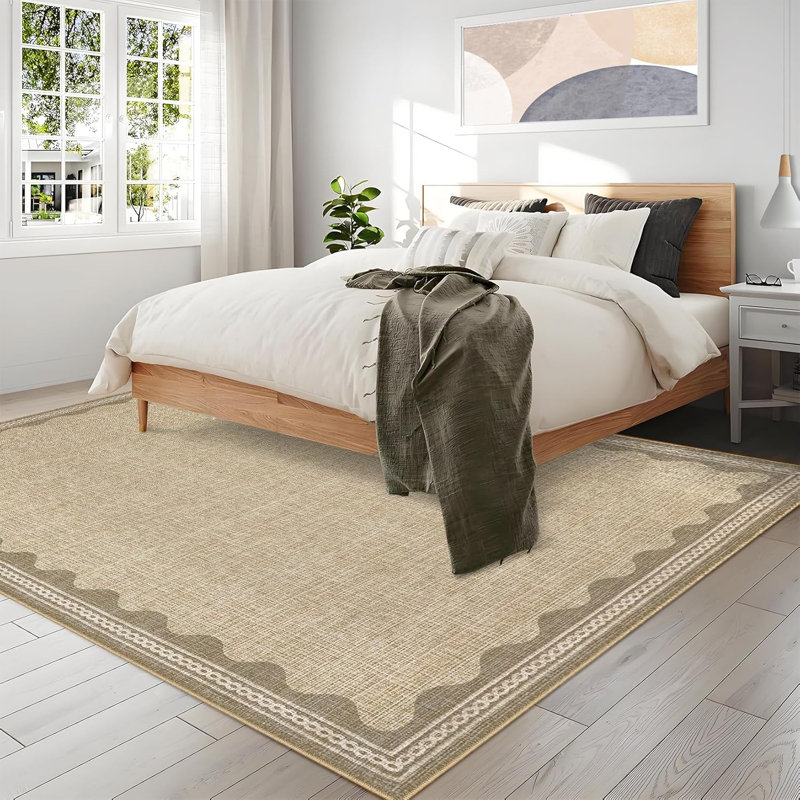 Washable 2x6 Runner Rug Gray Long Non-Slip Carpet Foldable Bordered Low Pile Stain-Resistant Indoor Accent Mat