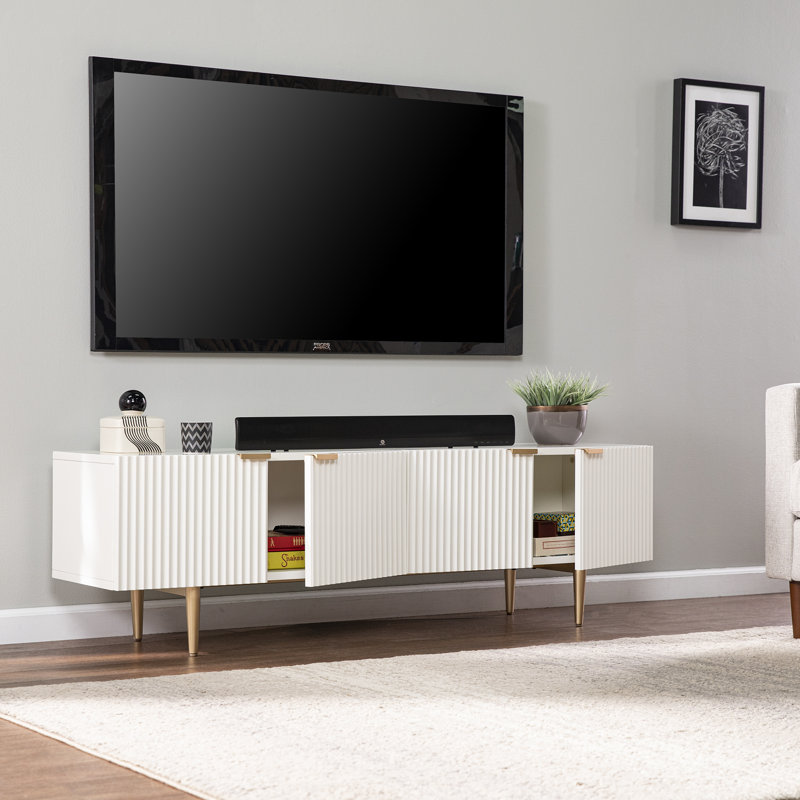 Claverton TV Stand for TVs up to 58", White/Gold