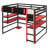 Modern Gaming Loft Bed With Lighted Desk, Storage Bookcase, Racks And Power Outlets-189324027-189324025