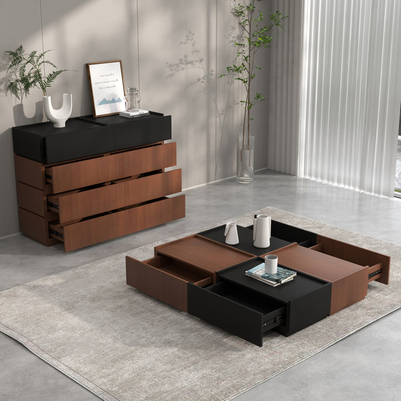 Table basse Heckman, Brun / Noir