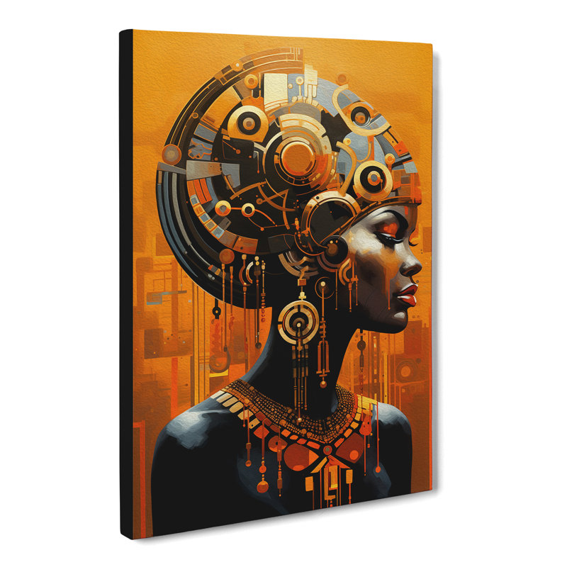 African Woman Futurism - Print on Canvas, 76cm H x 50cm W x 3cm D
