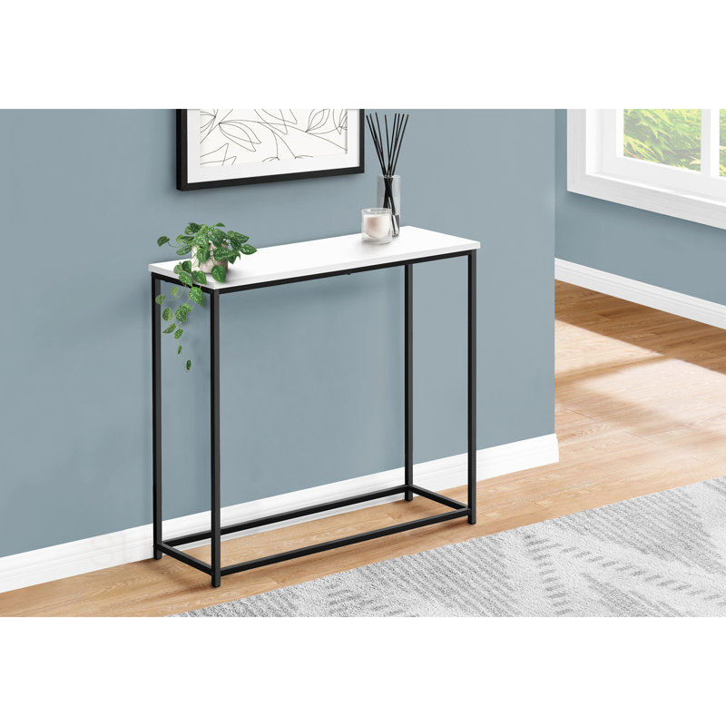 Accent Table Console Entryway Narrow Sofa Living Room Bedroom Metal Laminate, Matte White, Black