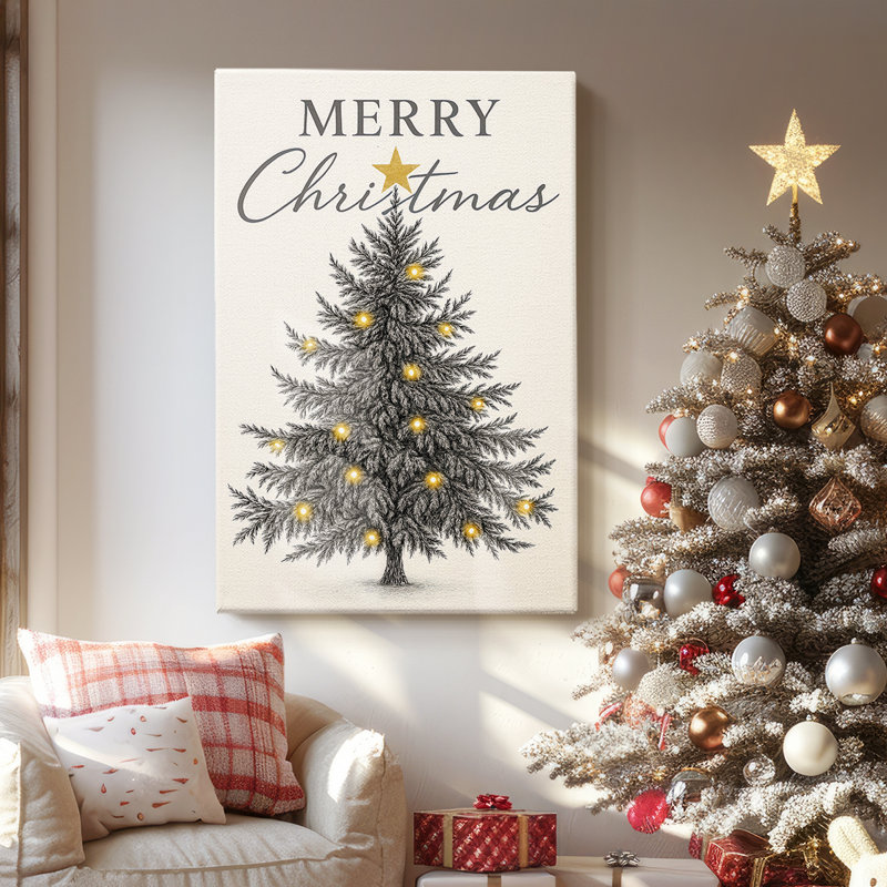 «Pearled Blessing of Fir» - toile tendue avec châssis de qualité supérieure, H 27 po x l 18 po