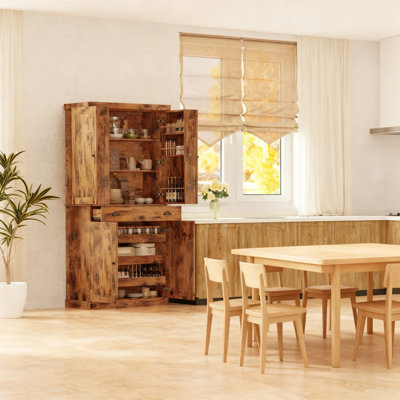 Kitchen Pantry Cabinet With Sliding Storage Rack And 6 Hanging Shelves by Ebern Designs