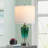 26'' Glass Table Lamp for Nightstand Deco Gradient Green Modern Lamp with Led Bulb