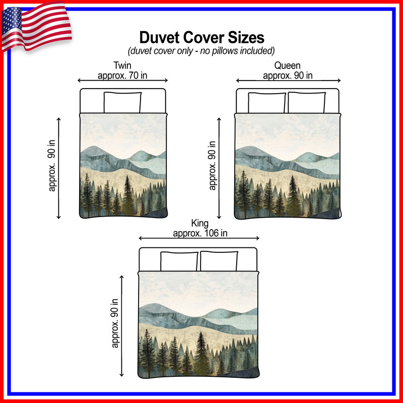 Layered Mountain Landscape Duvet Covers, Queen