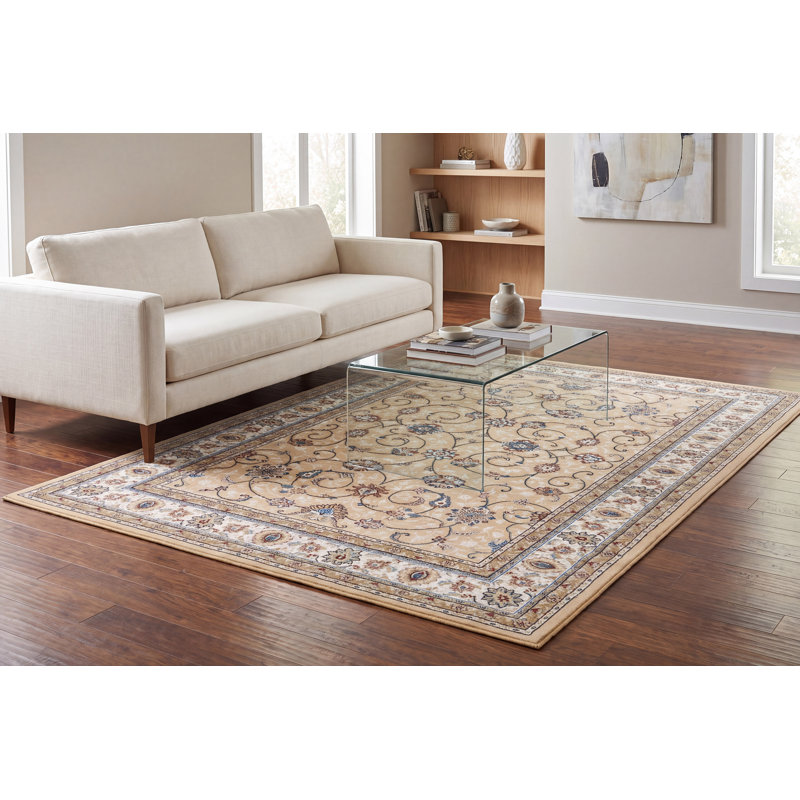 Tapis doré / ivoire Attell, Rectangle 2 pi x 3 pi 11 po