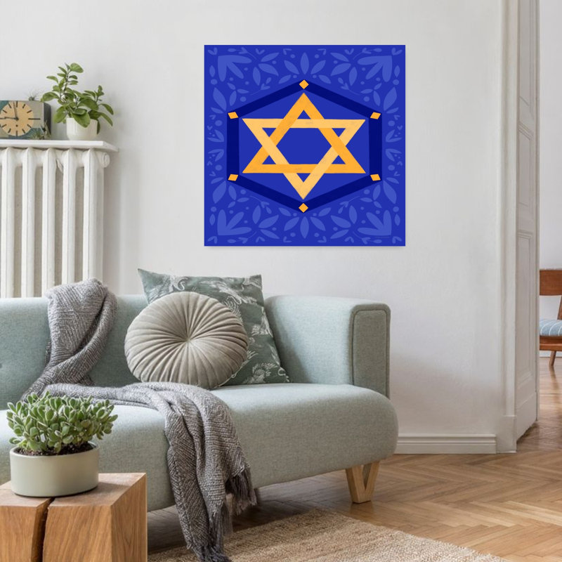 Étoile de David, art contemporain abstrait, H 32 po x l 32 po