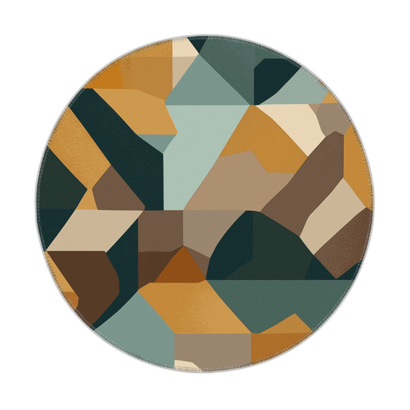 Cubic Plateaus Indoor And Outdoor Area Rug, Round 5'
