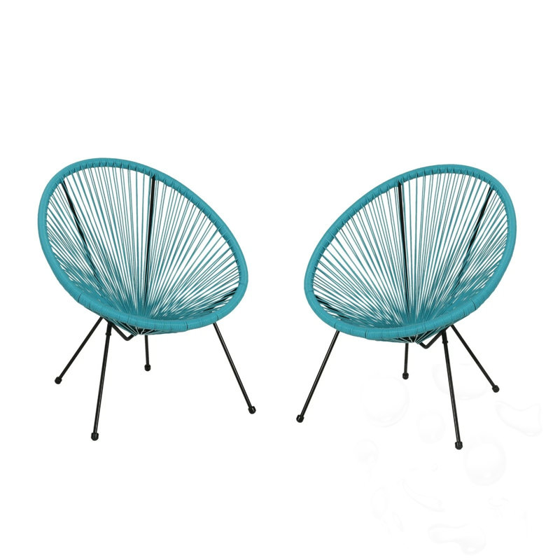 Méridienne d'extérieur en rotin (ensemble de 2), Teal