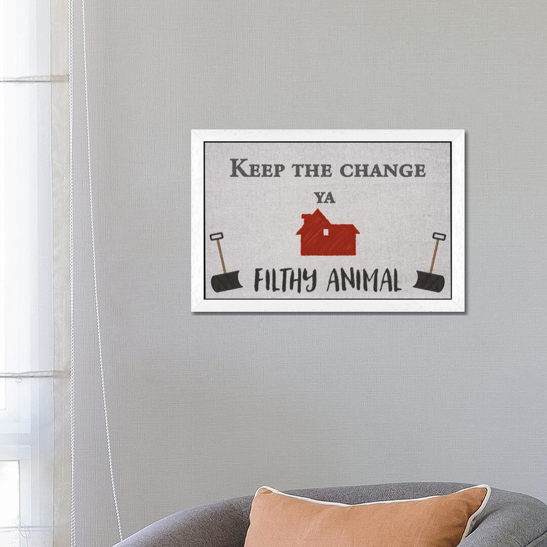 Gerahmtes Leinwandbild - Typografie „Keep the Change”