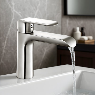Blossom Brushed Nickel Single Hole Bathroom Faucet – Modern Single Handle Sink Faucet with Sleek Design and Solid Brass Construction