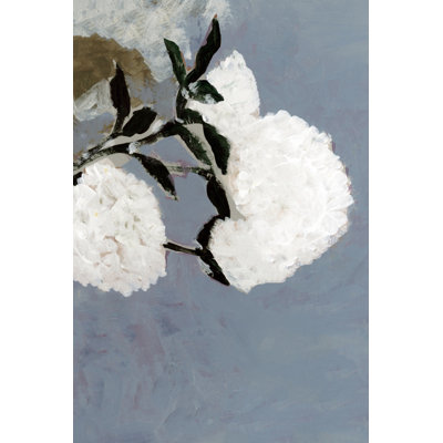 Douces fleurs blanches de Cartissi - art mural botanique - toile encadrée 12 x 18 (or)
