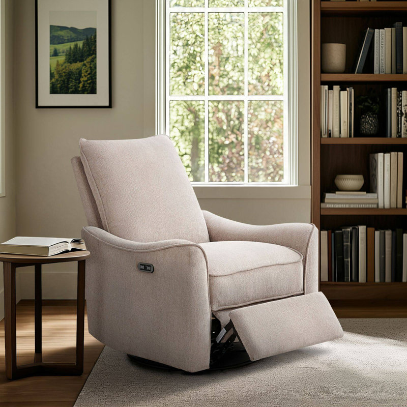 Cameron 30”W Power Swivel Glider Recliner with USB & USB-C Charging, Chameau