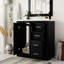 Meuble-lavabo de 30 po, structure en bois massif, planches, glissière de tiroir lisse, style rétro, 3 tiroirs, finition à l'eau