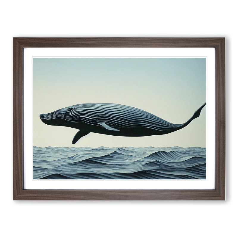 Modern Whale - Framed Print, 34cm H x 46cm W, Walnut Framed