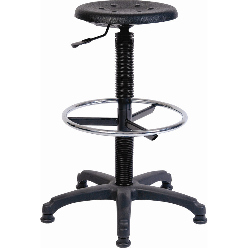 Adjustable Height Industrial Stool with Footrest