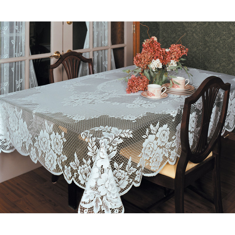 Billups Floral Tablecloth, 108" L x 60" W, Ecru