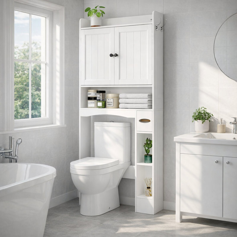Corneliea Over-the-Toilet Cabinet with Adjustable Shelves, White