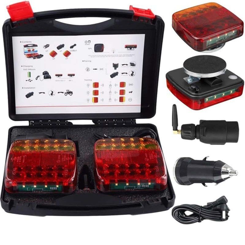 Ensemble de lumières DEL de remorque portables sans fil, étanches, rechargeables et magnétiques