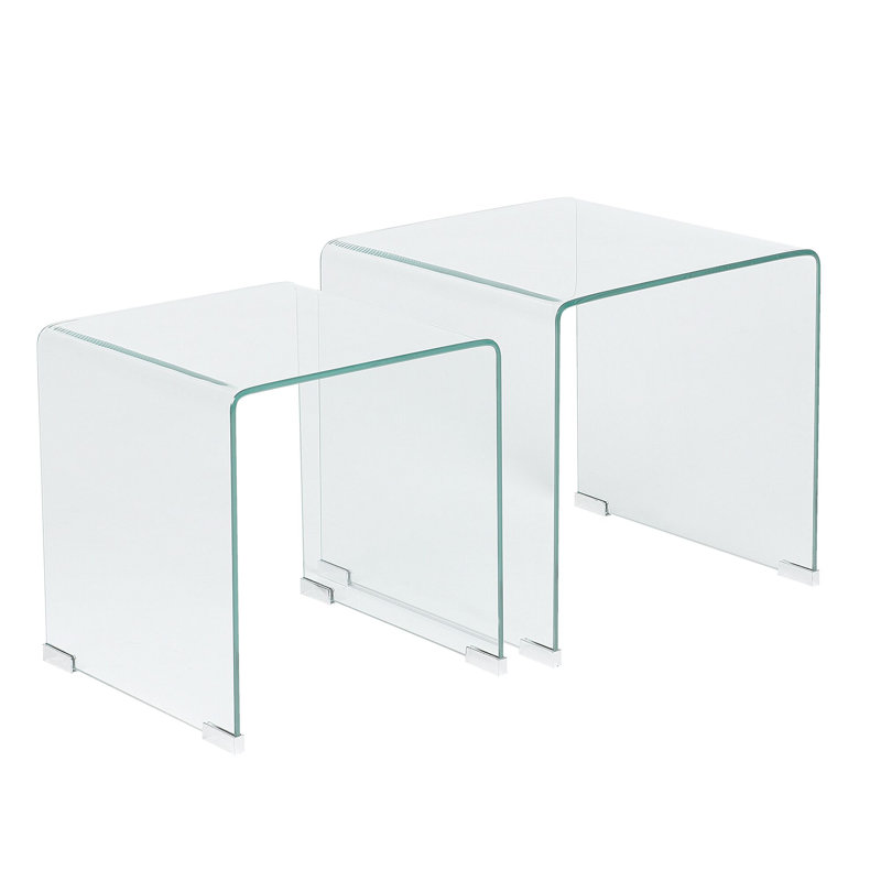 Bayville Glass Top Sled Nesting Tables