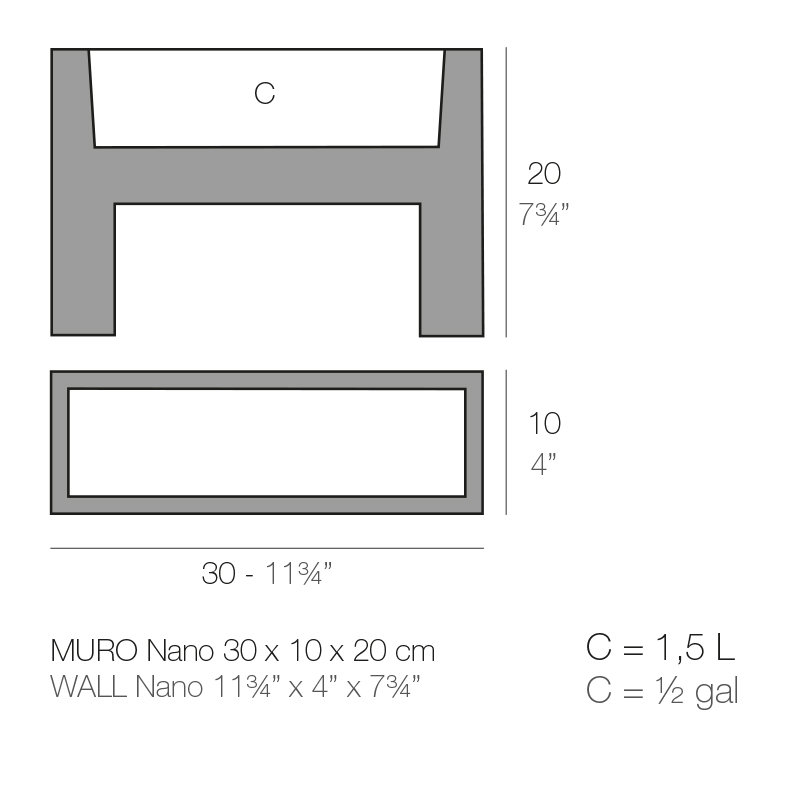 Muro Resin Elevated Planter, 7.75" H x 11.75" W x 4" D, Black