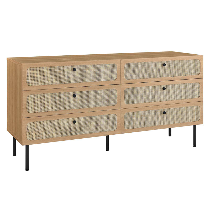 Commode 6 tiroirs Modway, Chêne / Noir