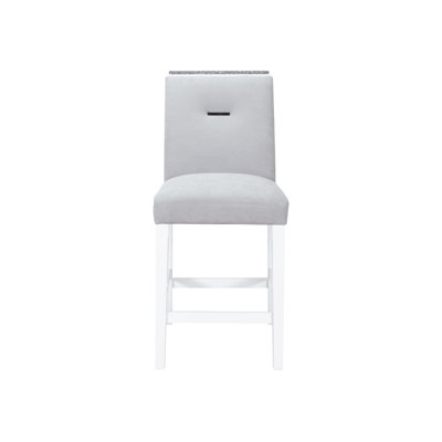 Grey Bar Stools (2Pcs) - Gray Fabric Seat With Slat Design Back, Contemporary, Rubber Wood, 41.56"H X 22.8"W 18.4"D, 17.61 Lb Weight (2), Seat, , Contemporary Design,