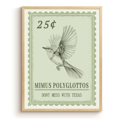 Mockingbird State Bird Metal Framed Wall Art