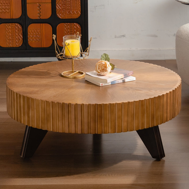 Table basse ronde rétro, Naturel