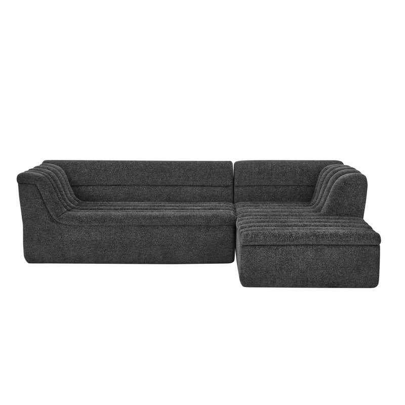 Canapé modulaire en L de 106 po avec méridienne modulaire en L avec méridienne rembourrée avec accoudoirs en forme de vague et sans accoudoirs inclus