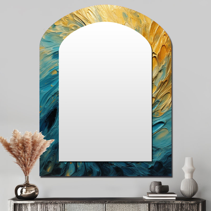 Golden Ocean Swirling Waves Peinture II, 43 po x 33 po
